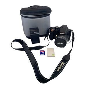 Nikon Coolpix P510 Bundle Lot Camera Charger Battery Strap Sandisk Card and Case